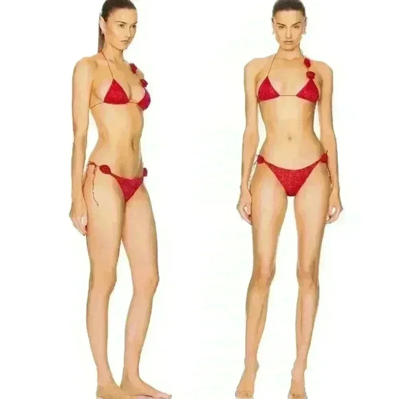 NWT Oseree Red Rose Lumière Triangle Bikini SET - Picture 12 of 15